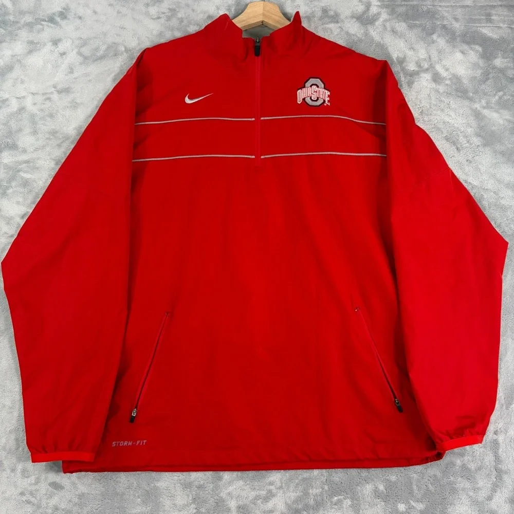 Ohio State Buckeyes Mens Large Nike Storm-Fit 1/4 Zip Pullover Jacket Red